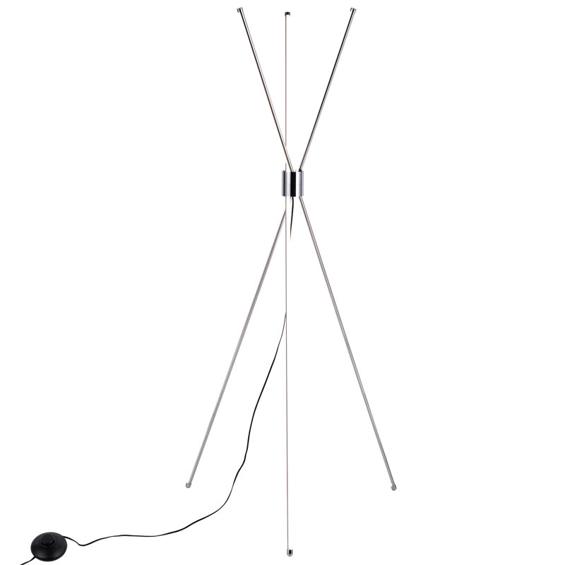 Marjan 52'' Chrome LED Tripod Floor Lamp Set with Outlet