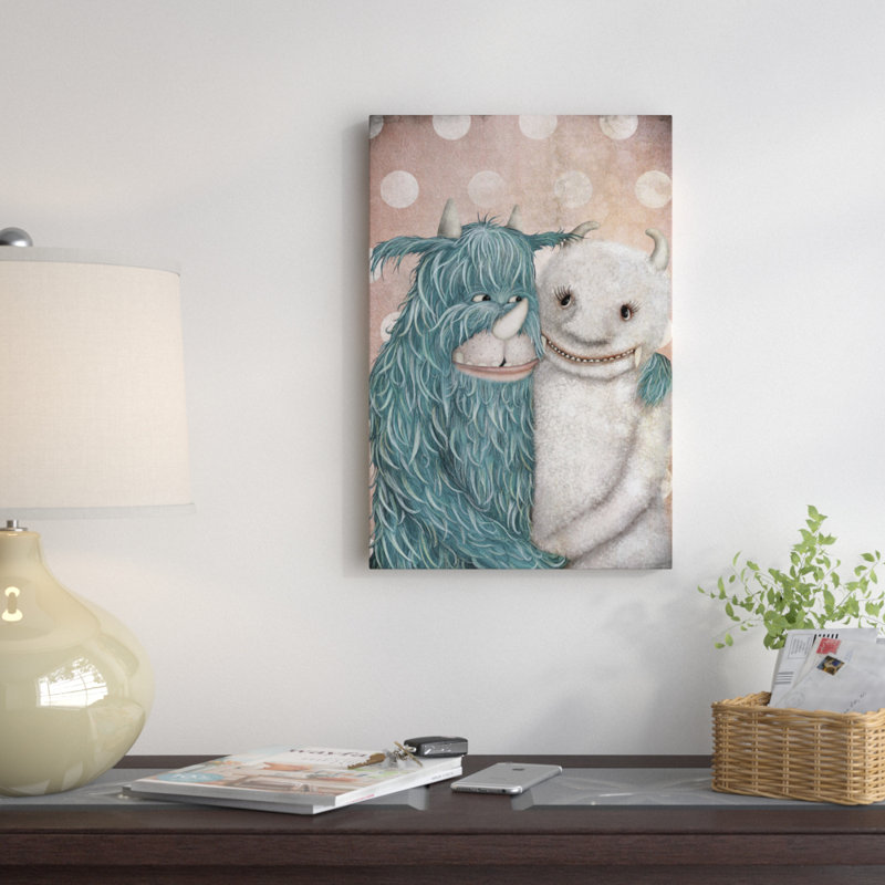 «Monster Love» par Majali - Estampe numérique sur toile tendue avec châssis, H 12 po x l 8 po x P 0,75 po