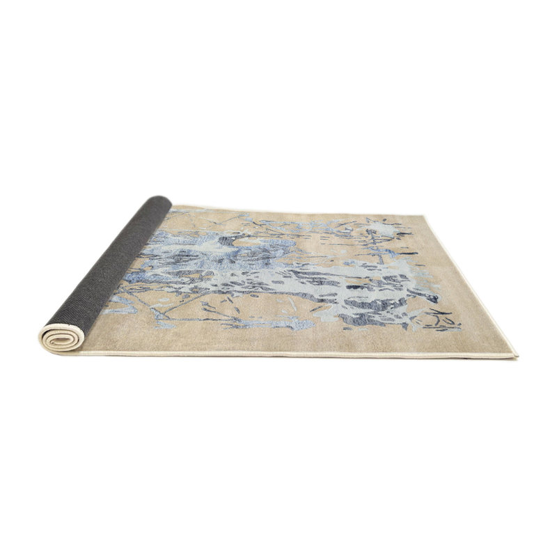Tapis beige/bleu contemporain, Carré 4 pi