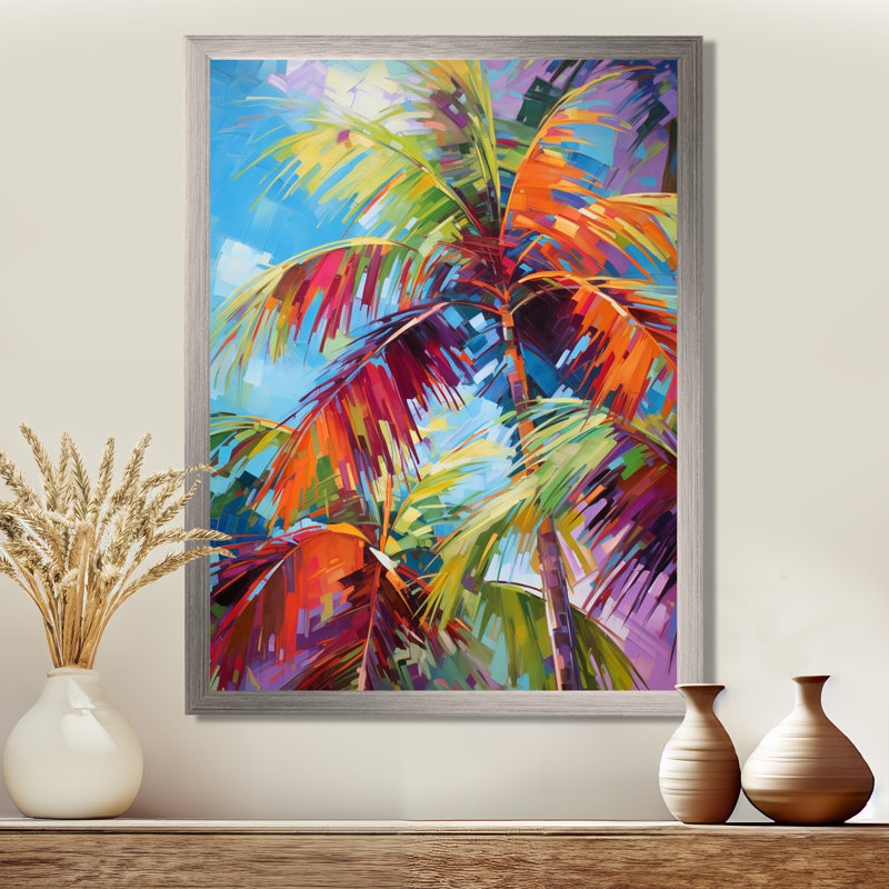 Millart Popart Palm Trees II - Palmiers et palmiers, reproduction d'art encadrée, H 20 po x l 12 po, Cadre photo unique, Noir