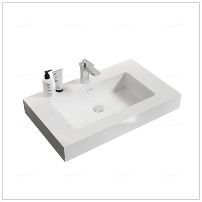 Integrated Solid Surface Basin Without Drain and Faucet, Modern Design for Stylish Bathrooms