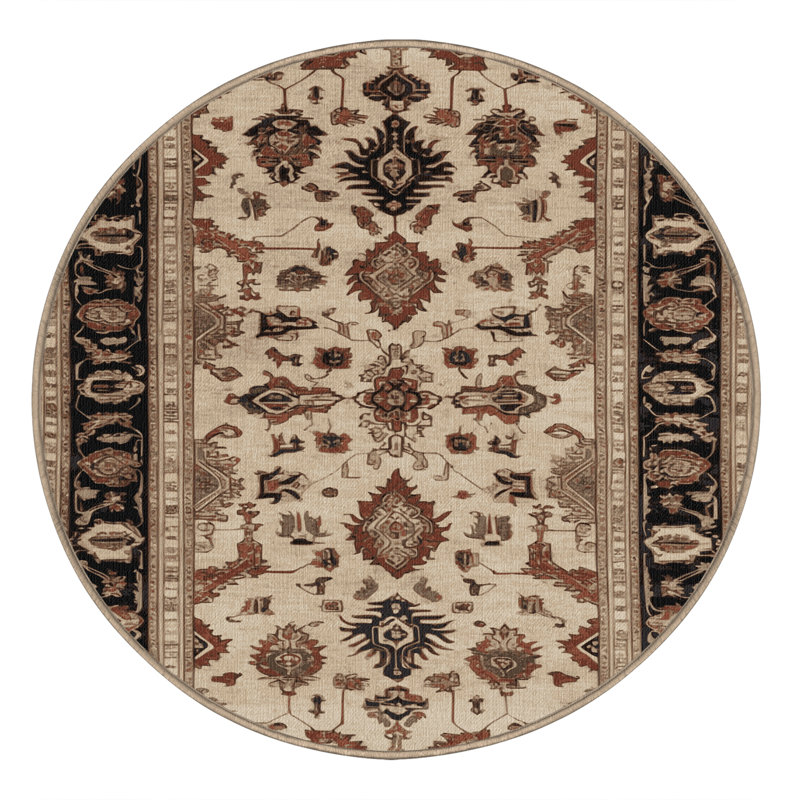 Tapis brun lavable à la machine, Rond 3 pi