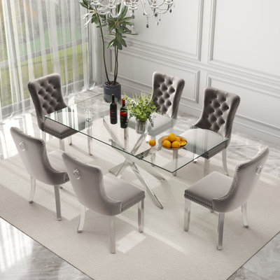 Rectangle Glass Dining Table Set