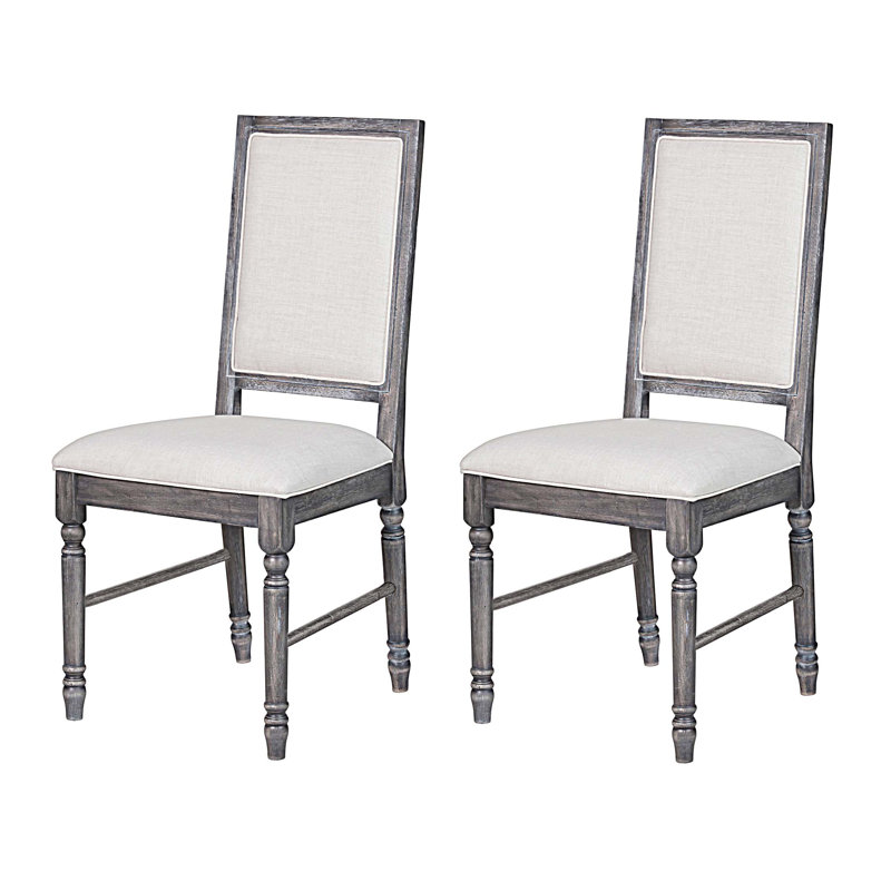 Chaises de salle à manger à dossier ouvert crème et gris délavé (ensemble de 2)
