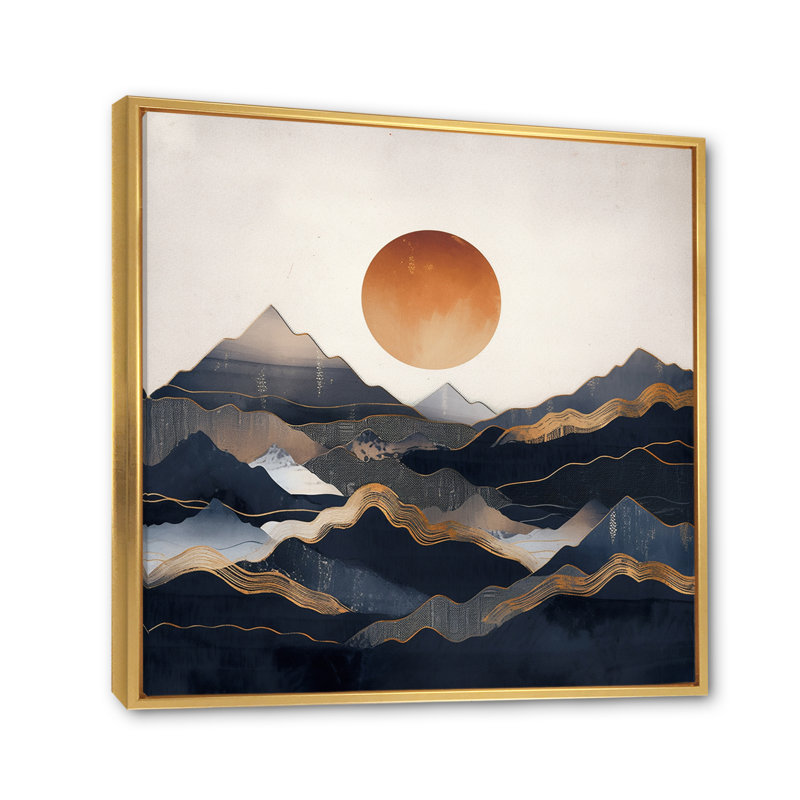 " Daring Moutain Horizons I ", 24" H x 24" W, Gold Floater Framed