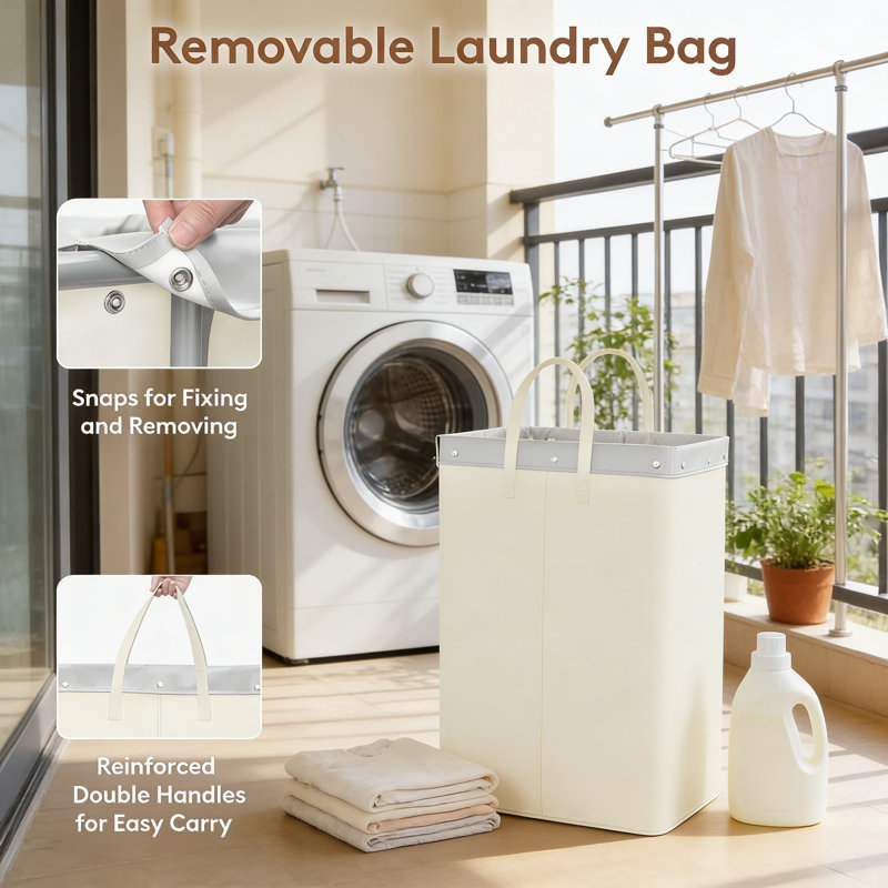 Large Rolling Laundry Basket With Wheels, 2-Section Laundry Hamper Organizer With Removable Bags And Steel Frame, Heavy-Duty Laundry Cart For Home