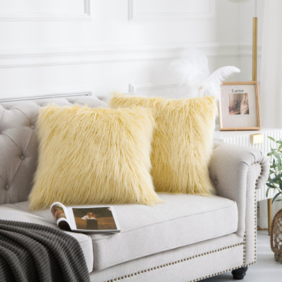 Mongolian Faux Fur Square Pillow Cover