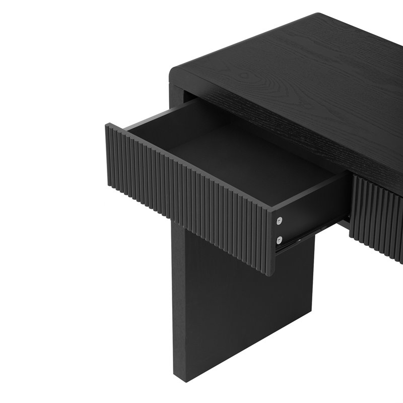 Console d'entrée 55 po avec tiroirs cannelés Lopp, Noir