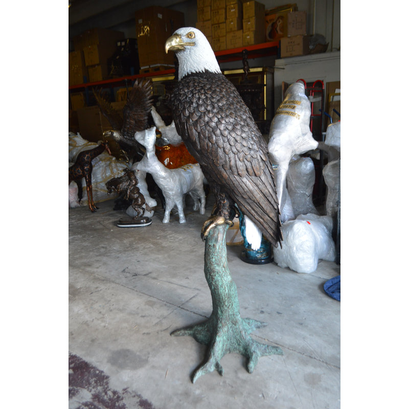 Large Eagle on a branch Bronze Statue -  Size: 29"L x 29"W x 74"H. 