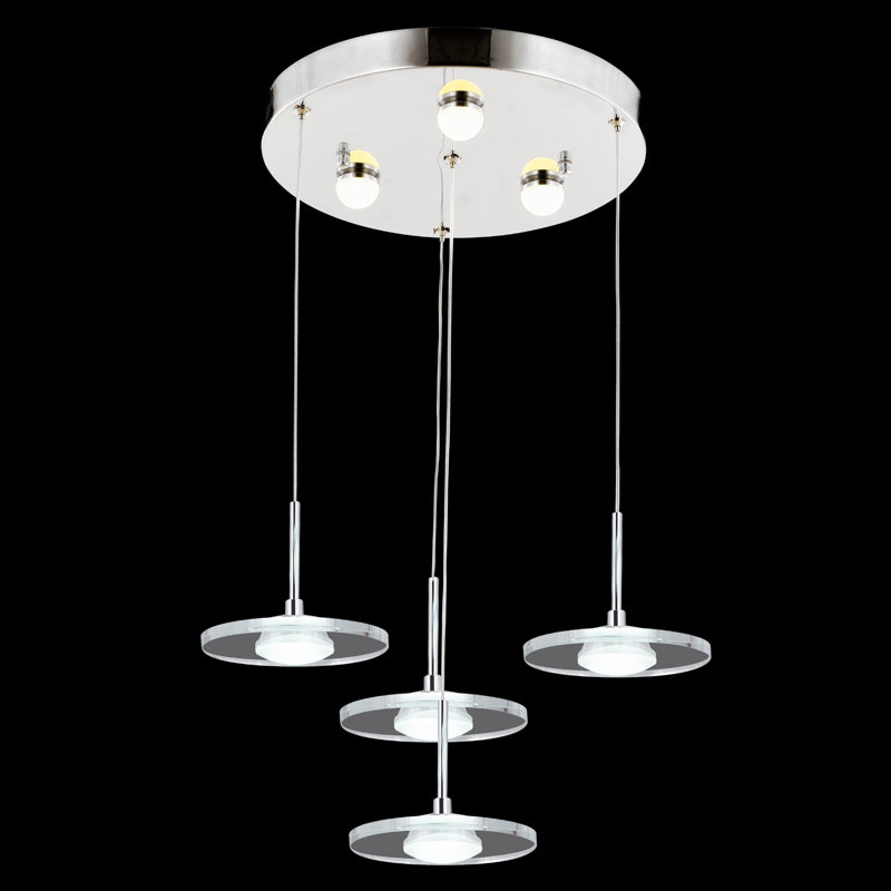 Luminaire suspendu géométrique à 4 lumières DEL