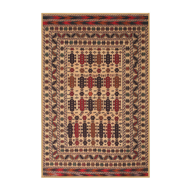 Tapis beige Southwestern, Rectangle 4 pi x 6 pi