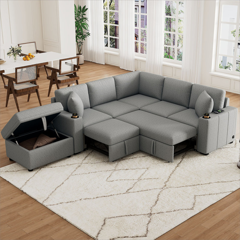 Canapé-lit modulaire convertible en L 84,7 po