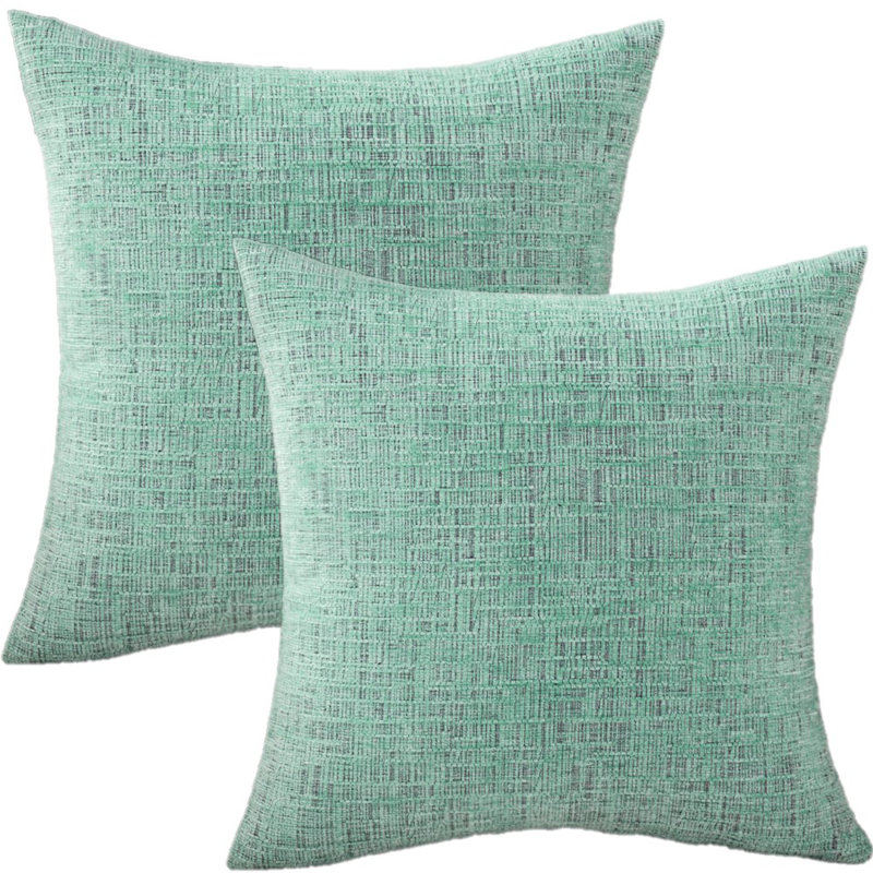 Housse de coussin en chenille 18 po, Vert clair, Coton, H 20 po x l 20 po x P 5 po