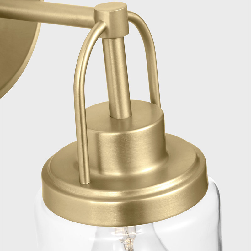 Amiliano Bathroom Bedroom Wall Fixture With Clear Shade, 11.5" H x 4.75" W x 7.5" D, 1 Light, Satin Brass