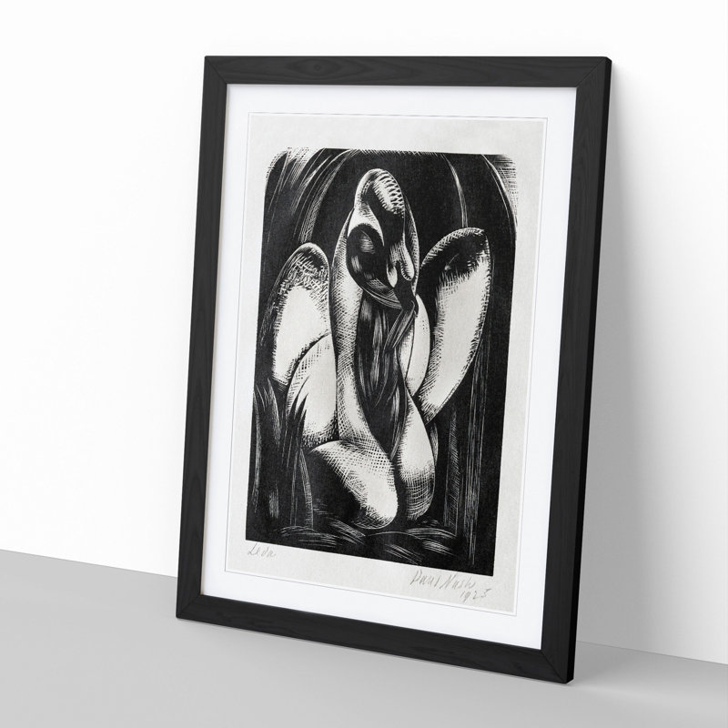 Swan by Paul Nash - Picture Frame Painting, Black Framed, 36cm H x 27cm W x 2cm D