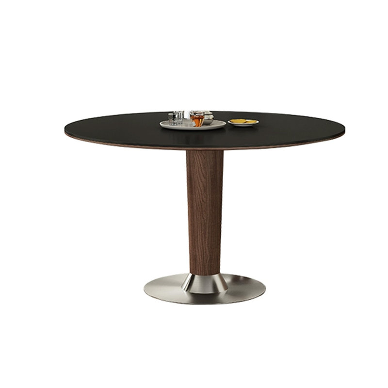 Black Round Sintered Stone Dining table, 29.53"H x 39.37"L x 39.37"W
