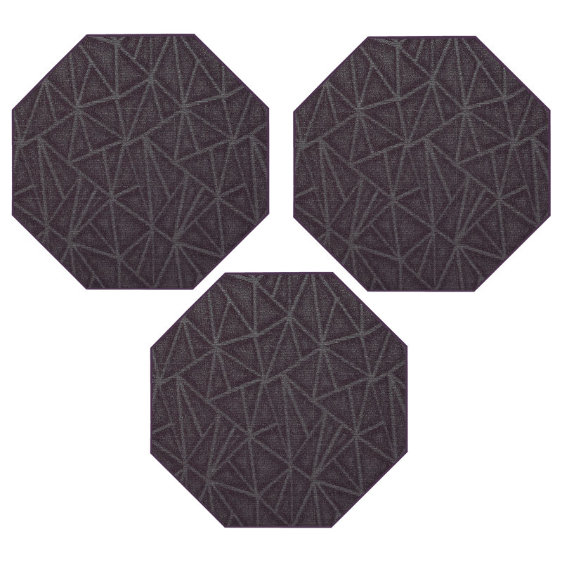 Ensemble de 3 tapis mauve raffiné intérieur / extérieur Furnish My Place, Rond 1 pi 6 po