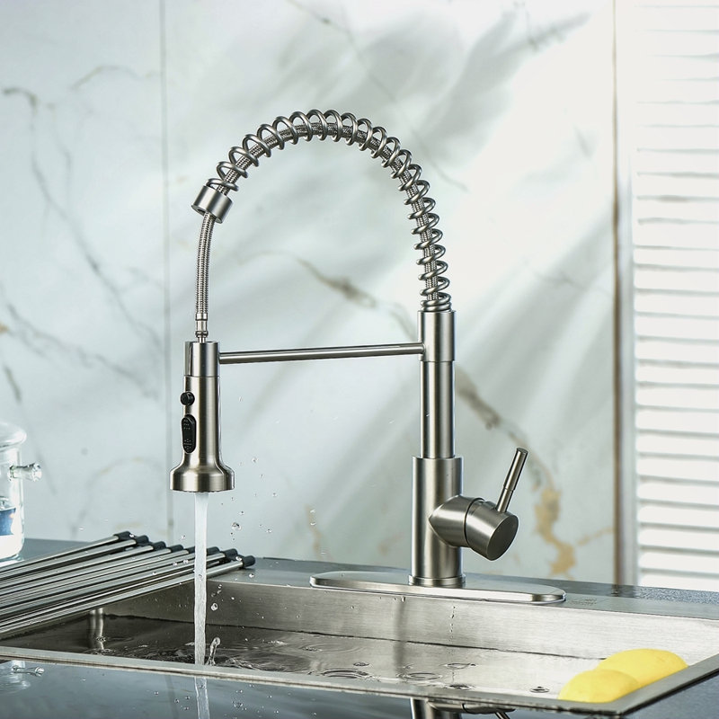 Robinet de cuisine avec douchette extractible en acier inoxydable