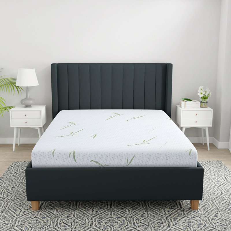 Matelas en mousse viscoélastique double couche 8 pouces avec housse infusée de bambou, Grand lit