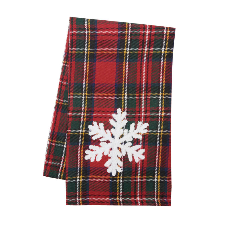 Serviette rouge flocon de neige tartan