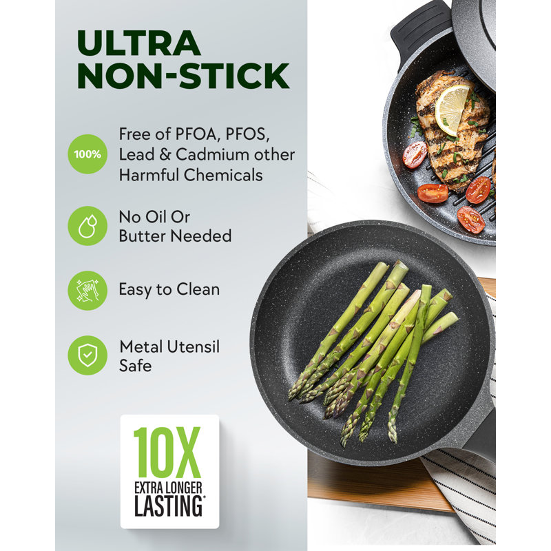 6-Piece Heavy Duty Nonstick Cast Aluminum Nesting Cookware Set