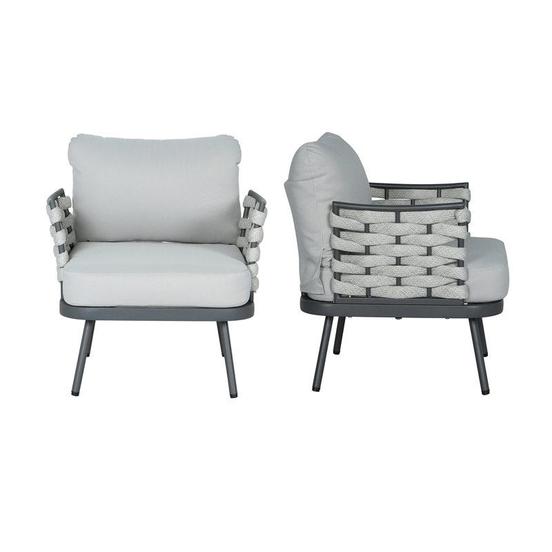 Ensemble de 2 fauteuils club en acier Mariano, gris, Gris, Gris
