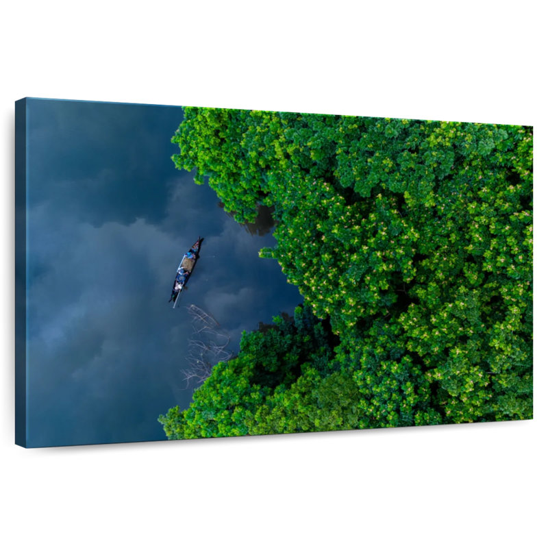 Pêcheur à la mangrove Alvord Kerala, H 16 po x l 24 po