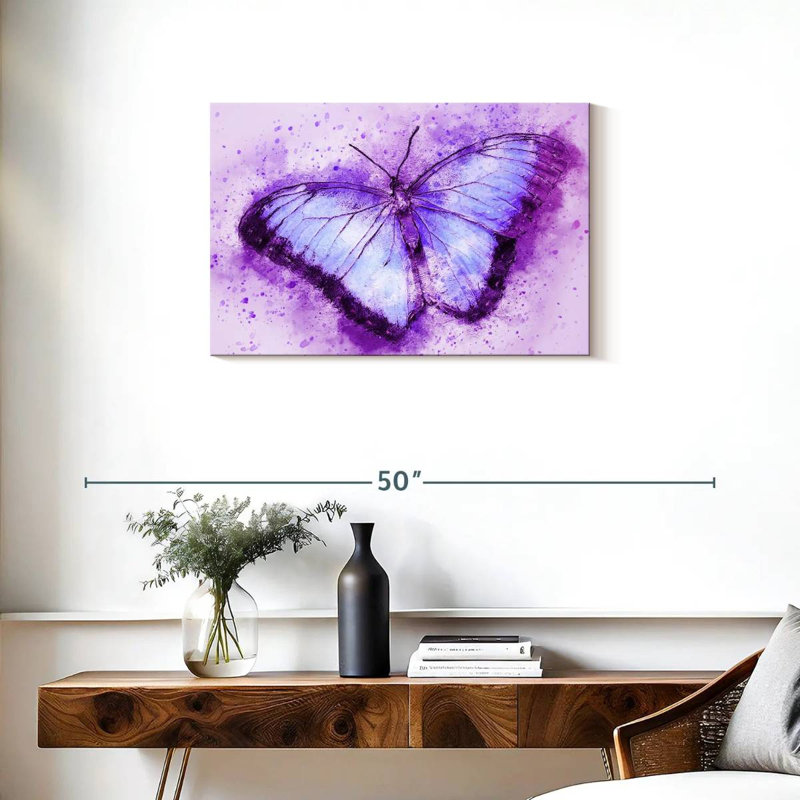 Ronce mauve sur papillon mauve, H 20 po x l 30 po