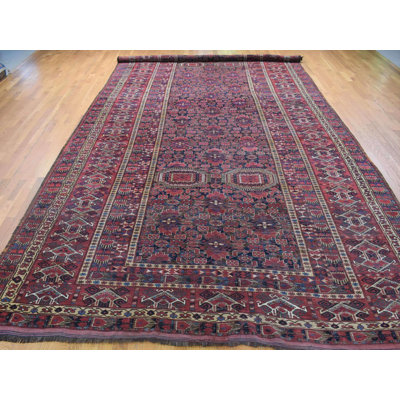 10'4" x 21'0" Vintage Hand Knotted Blue Wool Rectangle Oriental Rug - MOA10280310