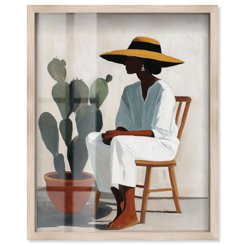 «Cactus Keeper I Shadowbox Print», art côtier moderne par Art Remedy, cadre blond, 30 x 36, Cadre blond, H 37 po x l 31 po