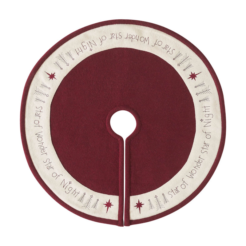 Burgundy and Cream Felt 24" Christmas Tree Skirt