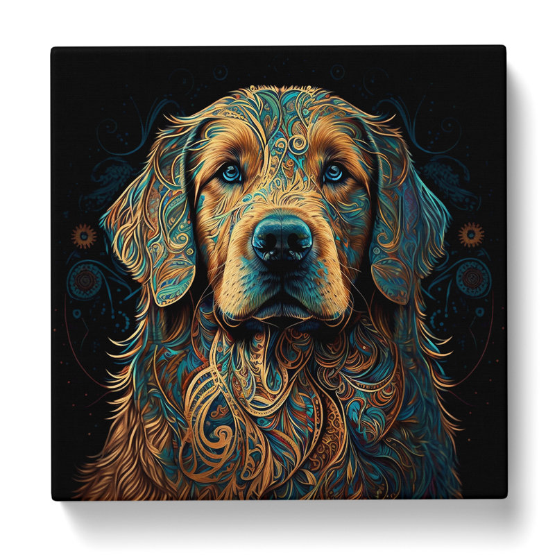 Golden Retriever Paisley Art - Wrapped Canvas, 50cm H x 50cm W x 3cm D
