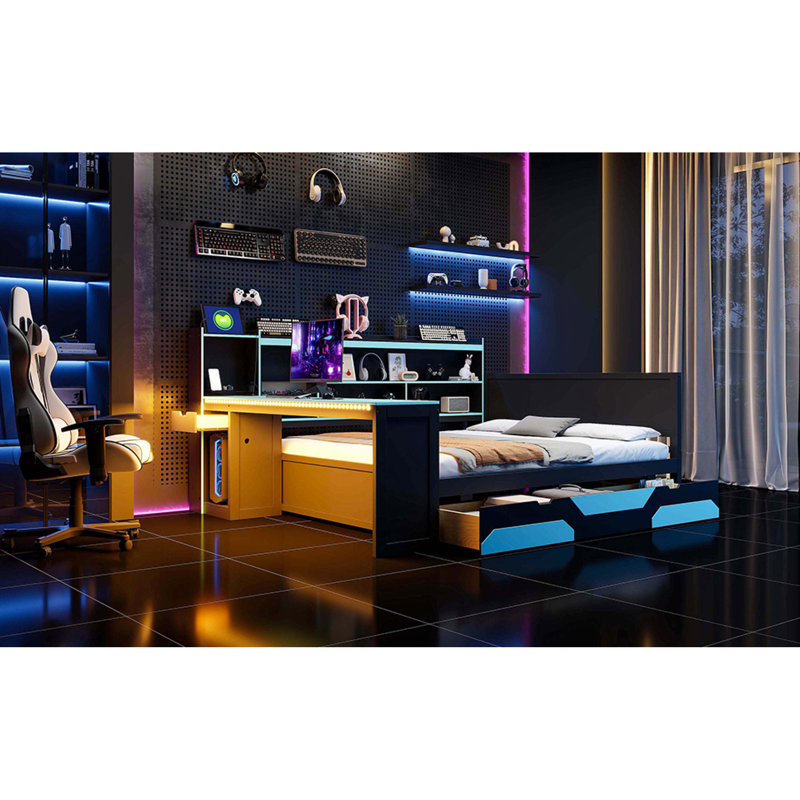 Lits de rangement multifonctionnels, bois franc grand format MDF Home Gaming Home