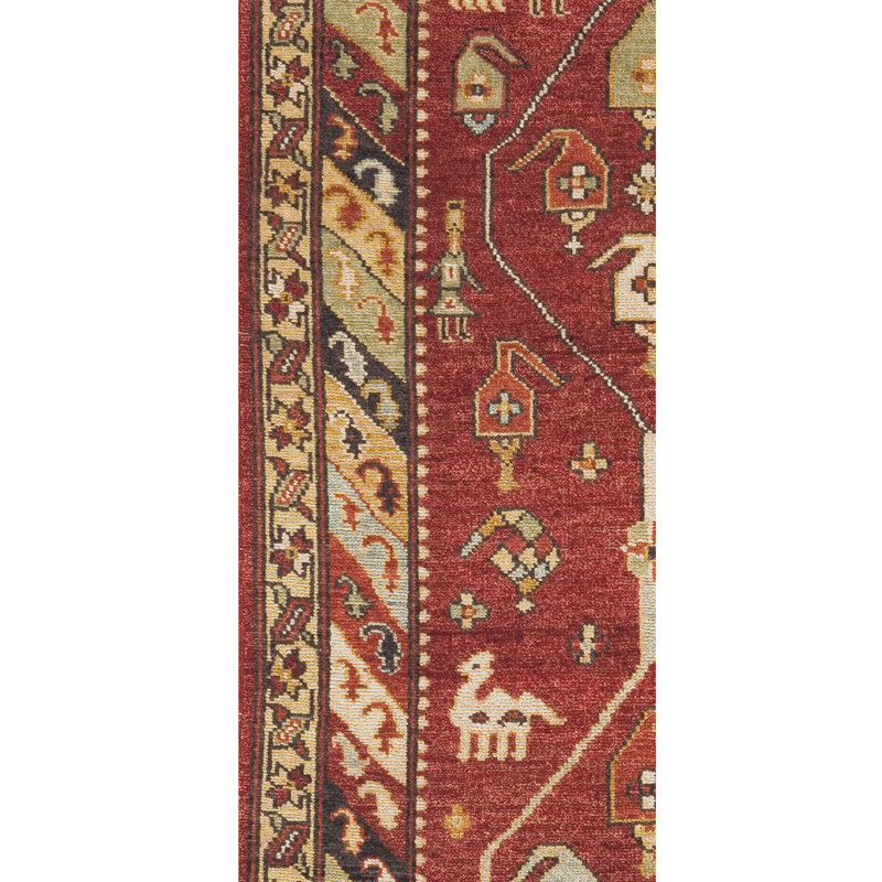 Wool Oriental Area Rug in Black/Red/Beige/Green, Runner 2'6'' x 10'