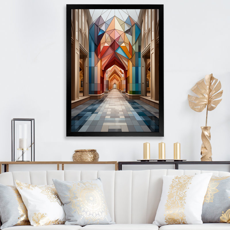 Symétrie architecturale de luxe sur toile, Cadre photo noir, H 40 po x l 30 po x P 1,5 po