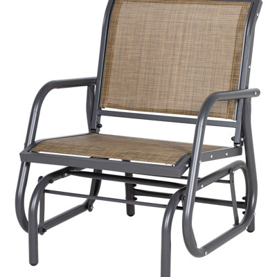 Balançoire près de la piscine avec structure en métal et tissu respirant - Fauteuil coulissant en filet brun pour une utilisation extérieure, jardin idéal, bord de piscine, cour arrière, balcon
