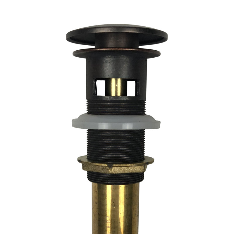 Aged Copper and Brass Pop-Up Sink Drain with Overflow