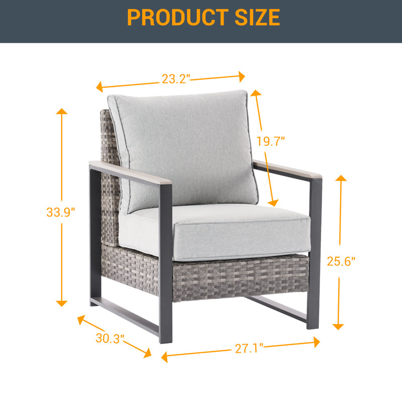 Henrie 2 Piece Patio Sofa Set with Cushion, Linen Gray
