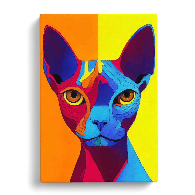 Sphynx Cat Crayon - Wrapped Canvas, 60cm H x 40cm W x 3cm D