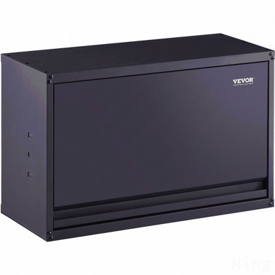 Black Steel Flip-Top Tool Cabinet with Adjustable Shelves