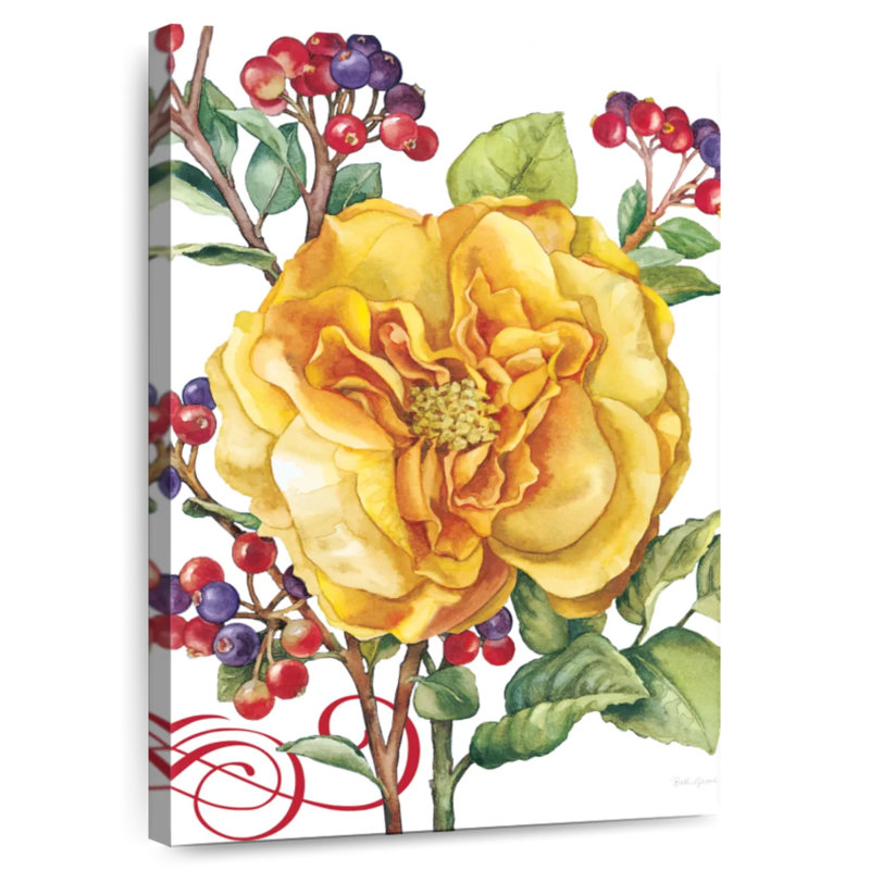 Harnek fleurs et baies rose, H 36 po x l 24 po