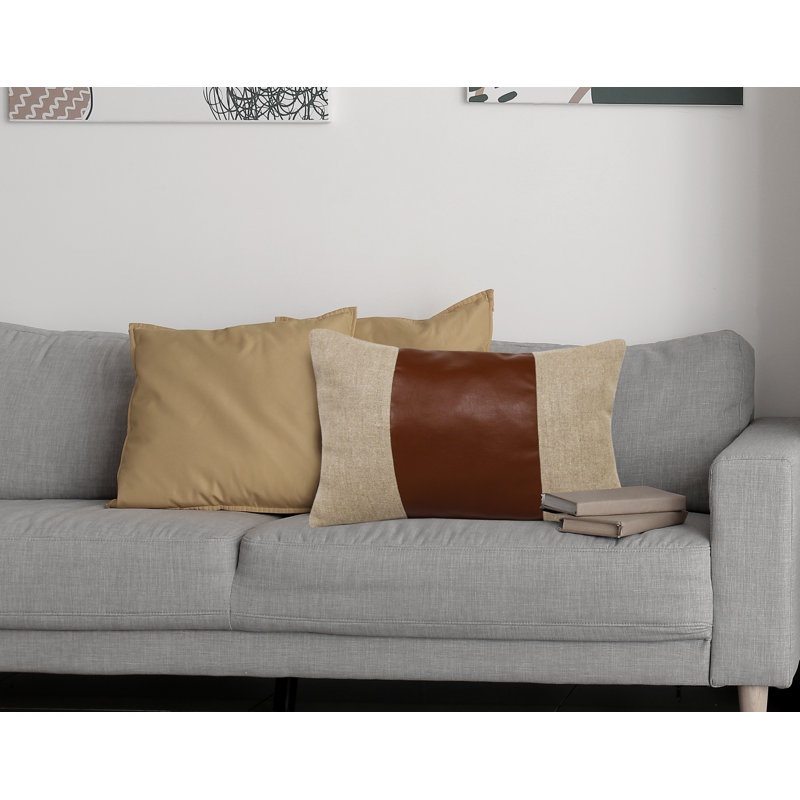Striped Linen Throw Pillow, Polyester