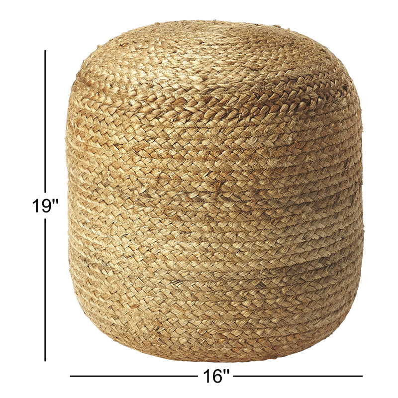 Sandara 16" Wide Round Pouf Ottoman, Natural