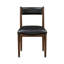 2 chaises d'appoint rembourrées en cuir noir pour la salle à manger, bois de cerisier contemporain avec sièges