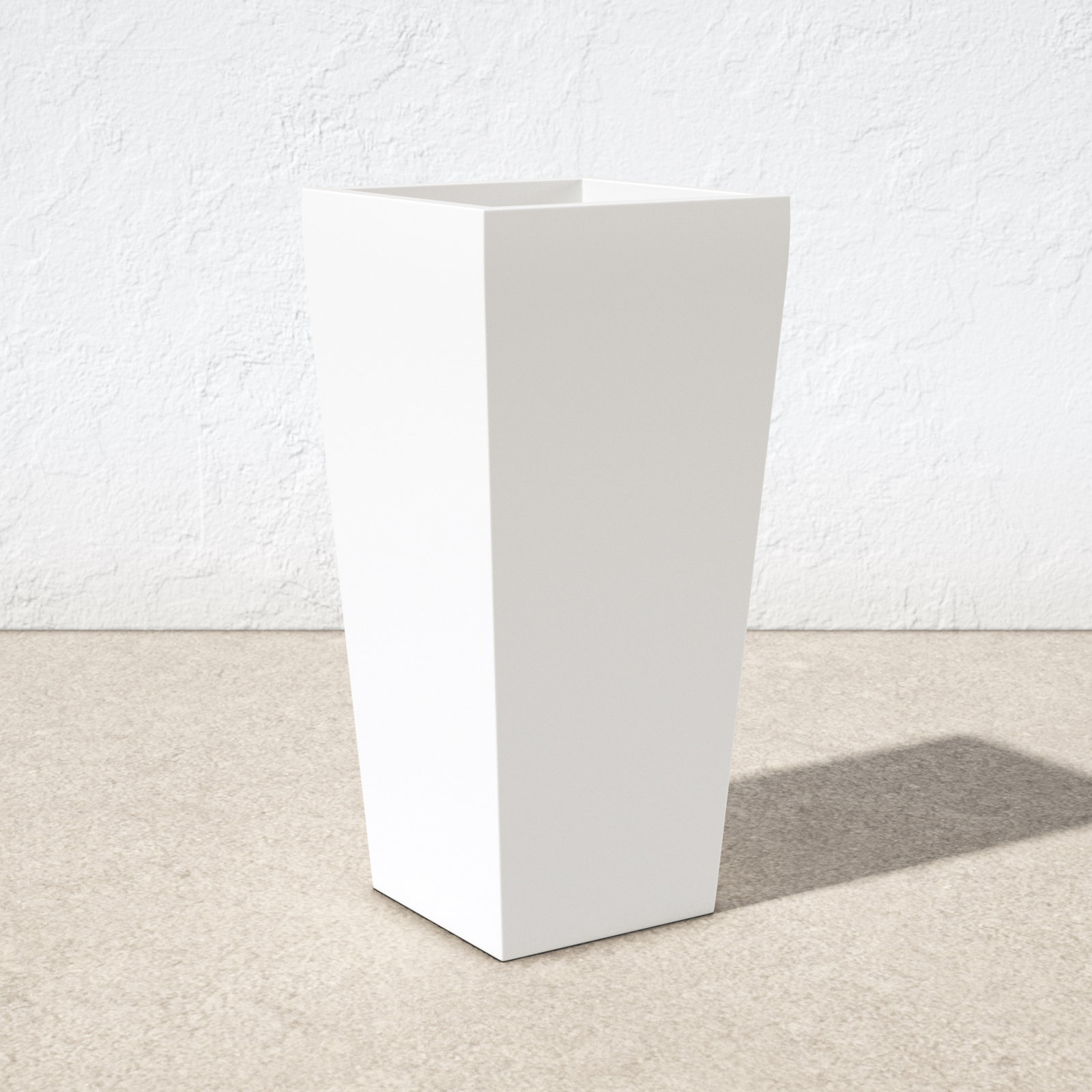 Robards Fiberglass Pot Planter, White, 26" H x 13" W x 13" D