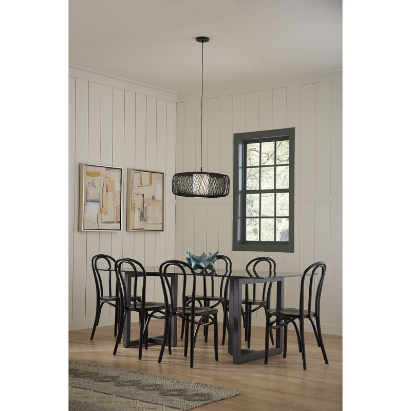 Andric 1 - Light Drum Pendant, Black Rattan, 15" H x 22" W x 22" D