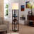 Maxwell 63 in. 3-Shelf USB-Charging LED Floor Lamp with Fabric Square Shade-628019177-628019176