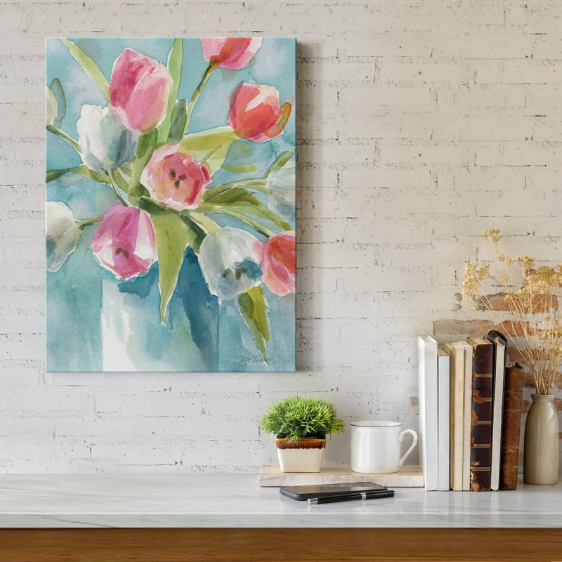 «Today's Tulips I» par Carol Robinson, reproduction d'art sur toile tendue, H 20 po x l 16 po x P 1 po