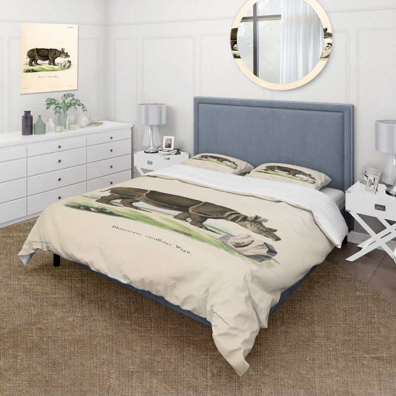 Ensemble de housse de couette Farmhouse Vintage Rhinoceros - microfibre de polyester