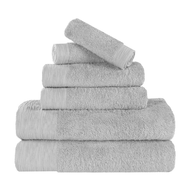 Ensemble de serviettes en rayonne de bambou et en coton mélangé hypoallergénique, Platine, Ensemble 6 serviettes de bain
